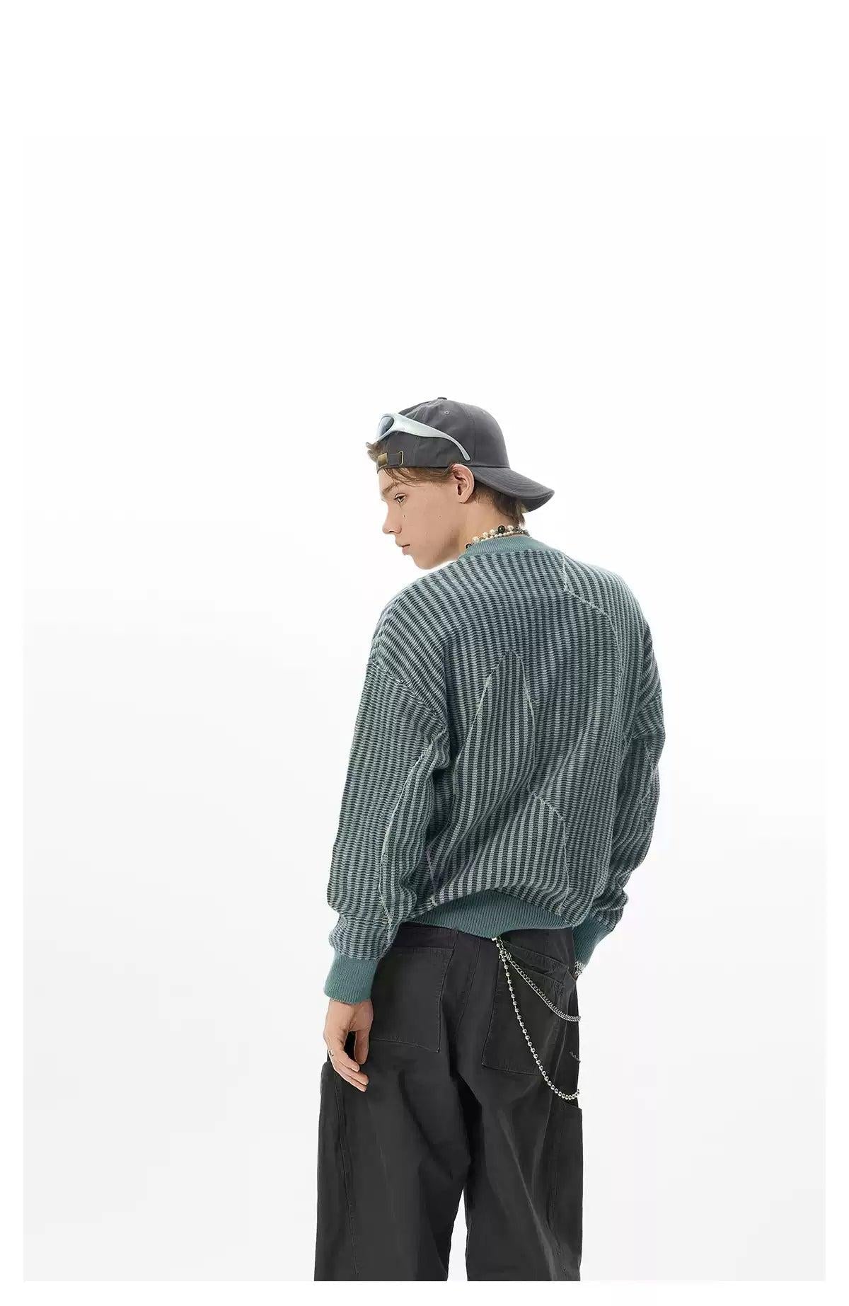 Contrast Pattern Knit Cardigan Korean Street Fashion Cardigan By JHYQ Shop Online at OH Vault