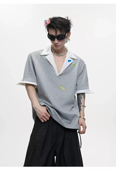 Spliced Logo Print T-Shirt Korean Street Fashion Shirt By Argue Culture Shop Online at OH Vault