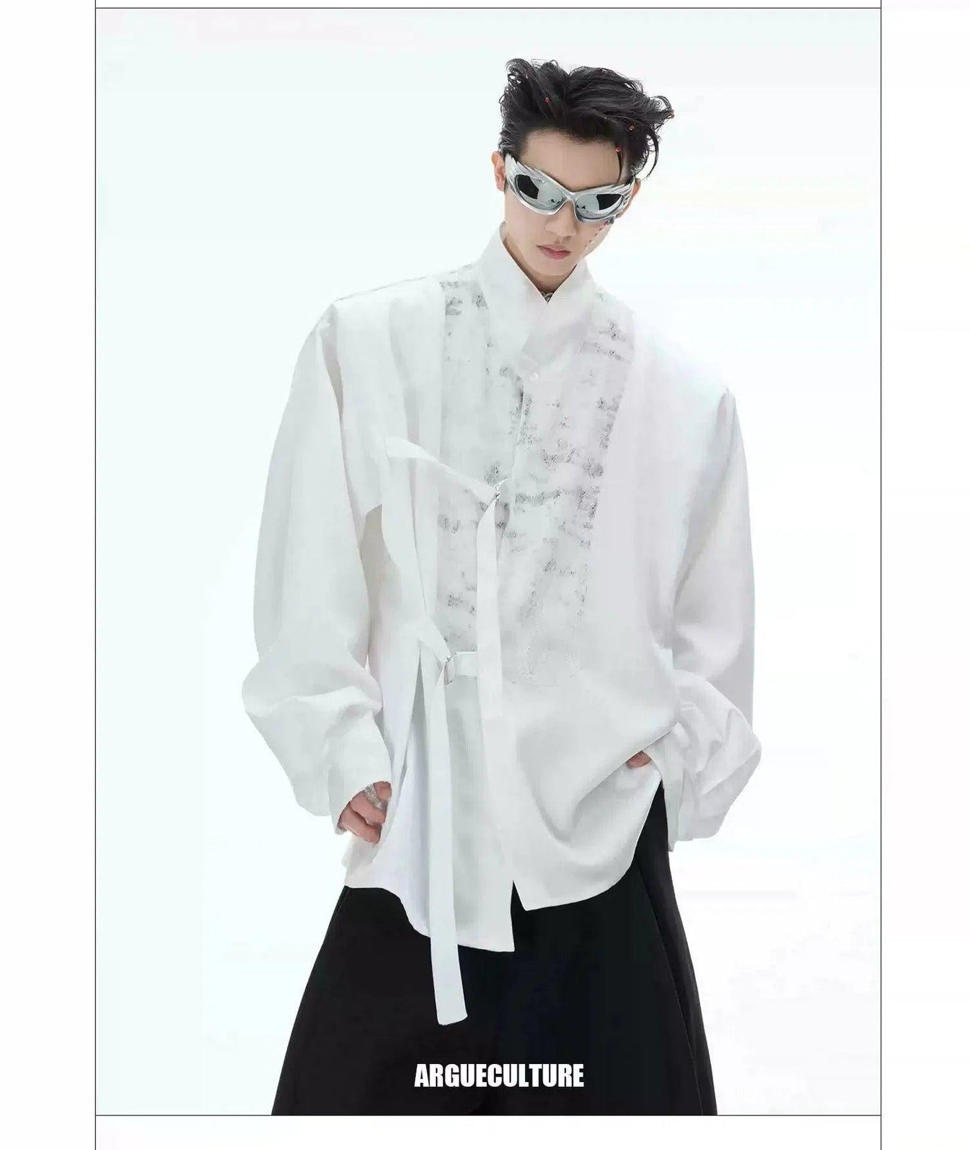 Textured Splice Flow Shirt Korean Street Fashion Shirt By Argue Culture Shop Online at OH Vault