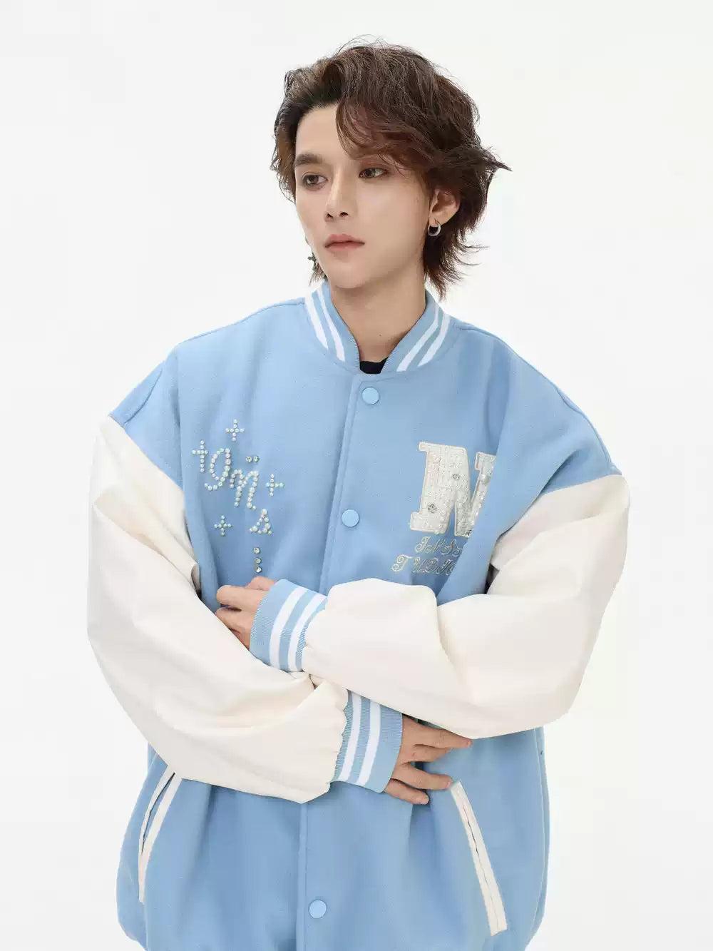Snap Buttons Varsity Jacket Korean Street Fashion Jacket By INS Korea Shop Online at OH Vault