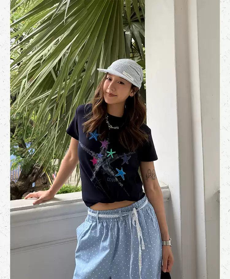 Stars Graphic Print T-Shirt Korean Street Fashion T-Shirt By Made Extreme Shop Online at OH Vault