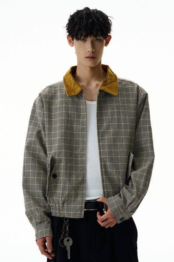 Contrast Collar Side Pocket Plaid Jacket Korean Street Fashion Jacket By A PUEE Shop Online at OH Vault