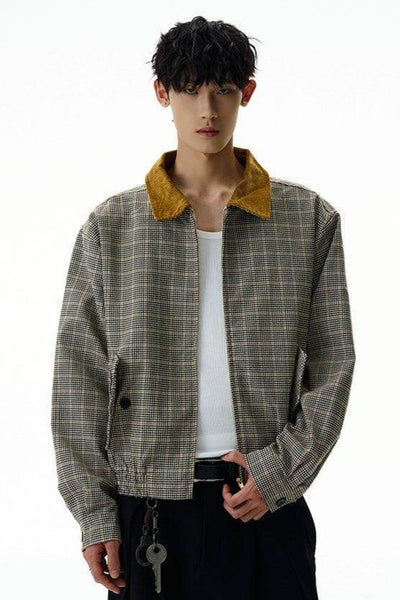 Contrast Collar Side Pocket Plaid Jacket Korean Street Fashion Jacket By A PUEE Shop Online at OH Vault