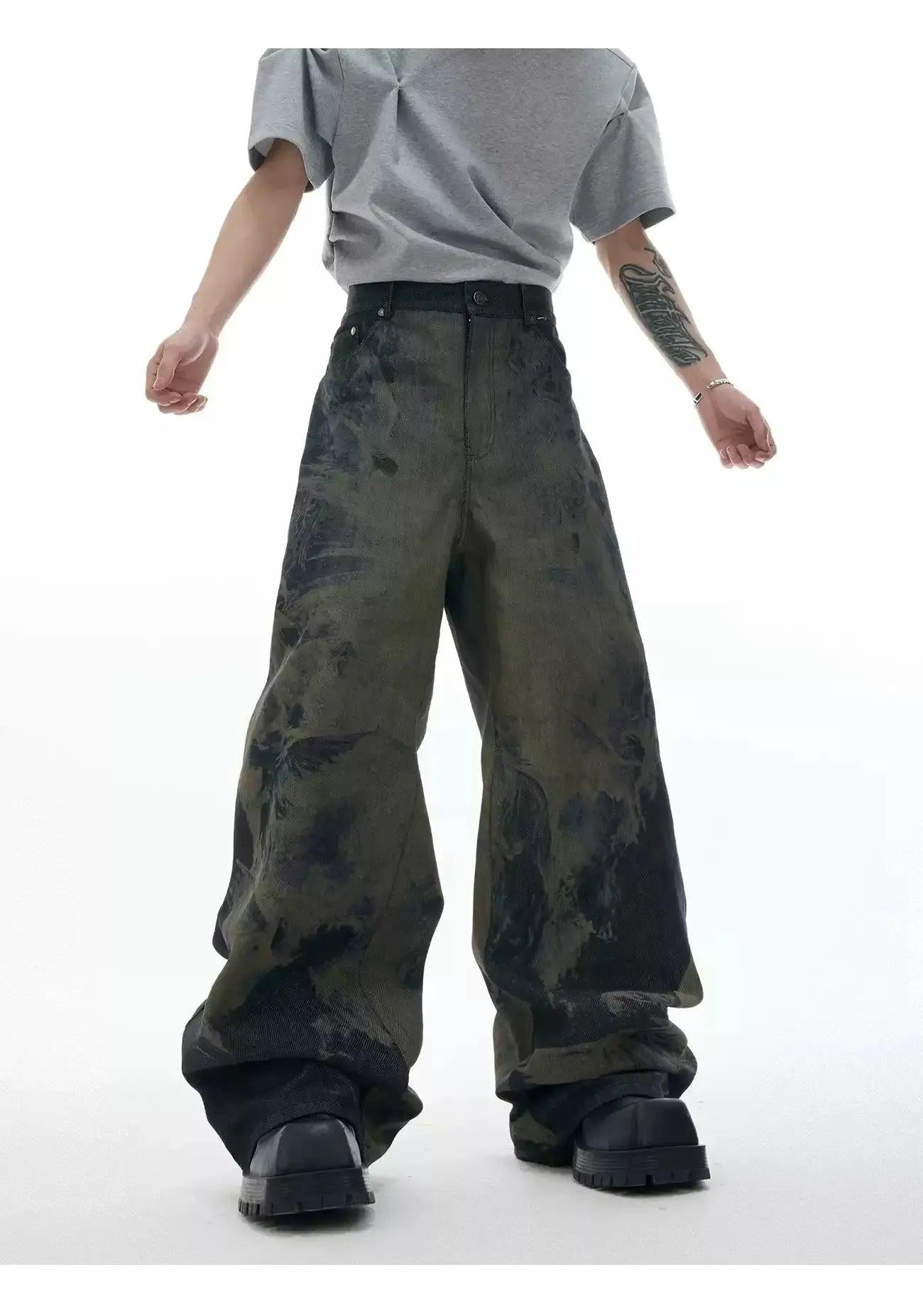 Abstract Wash Baggy Jeans Korean Street Fashion Jeans By Argue Culture Shop Online at OH Vault