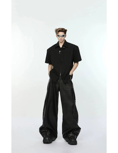 Metal Zipper Shoulder Pad Shirt Korean Street Fashion Shirt By Turn Tide Shop Online at OH Vault