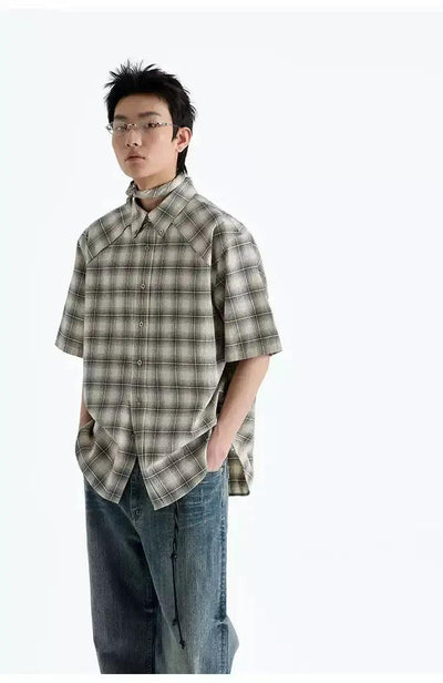 Structured Checkered Shirt Korean Street Fashion Shirt By NANS Shop Online at OH Vault