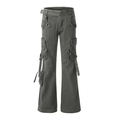 Washed Buckled Strap Cargo Pants Korean Street Fashion Pants By Blacklists Shop Online at OH Vault