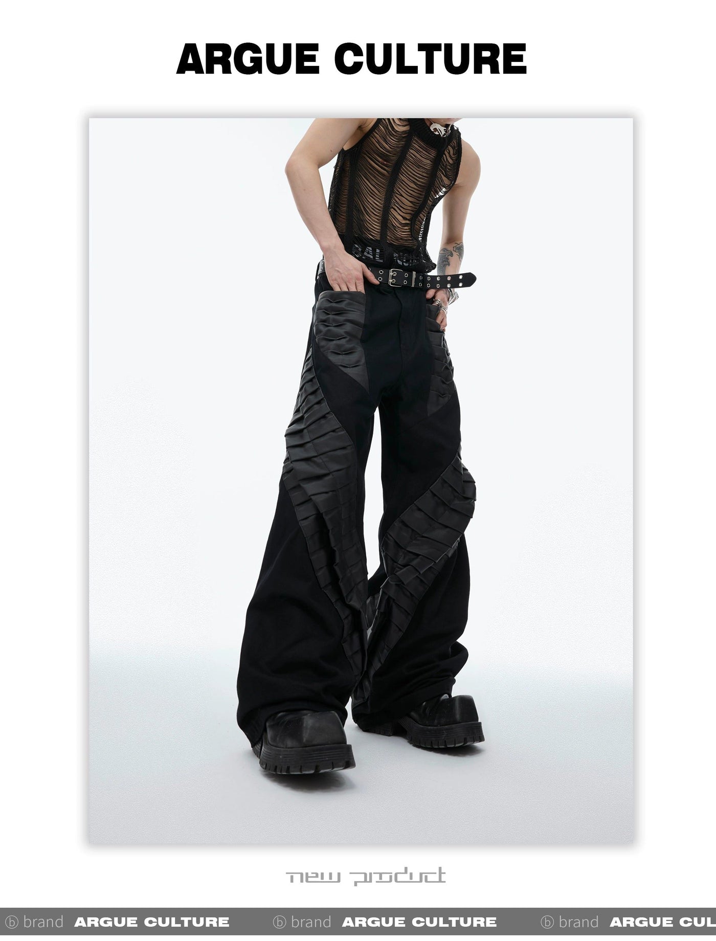 3D Spliced Pleats Loose Pants Korean Street Fashion Pants By Argue Culture Shop Online at OH Vault