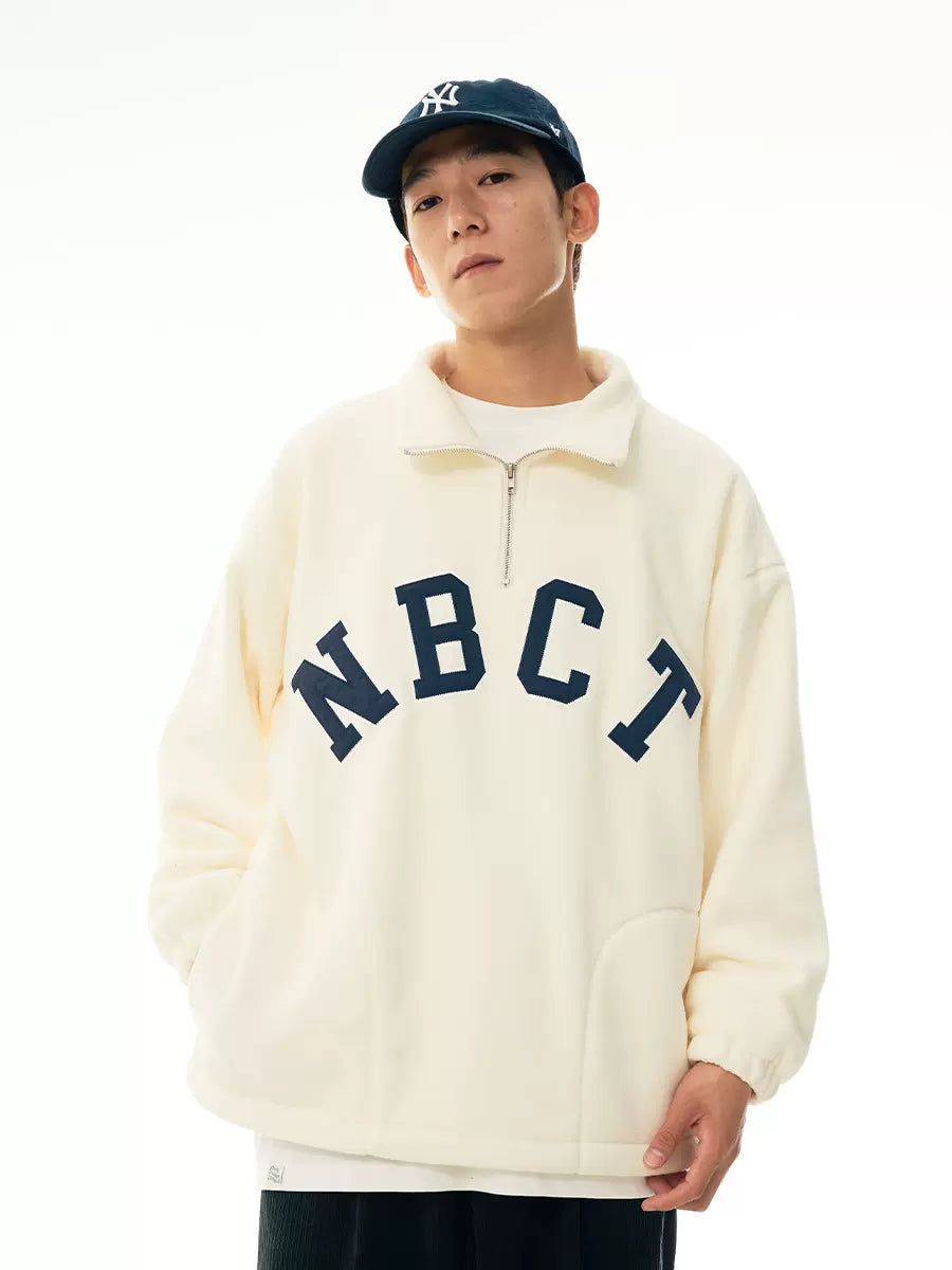 NBCT Text Detail Half-Zip Korean Street Fashion Half-Zip By Nothing But Chill Shop Online at OH Vault