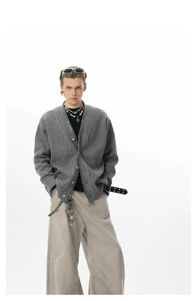 Retro V-Neck Buttoned Knit Cardigan Korean Street Fashion Cardigan By JHYQ Shop Online at OH Vault