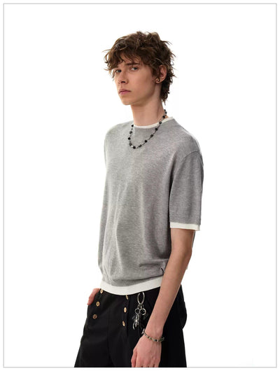 Clean Fit Layered Knit T-Shirt Korean Street Fashion T-Shirt By Mr Nearly Shop Online at OH Vault