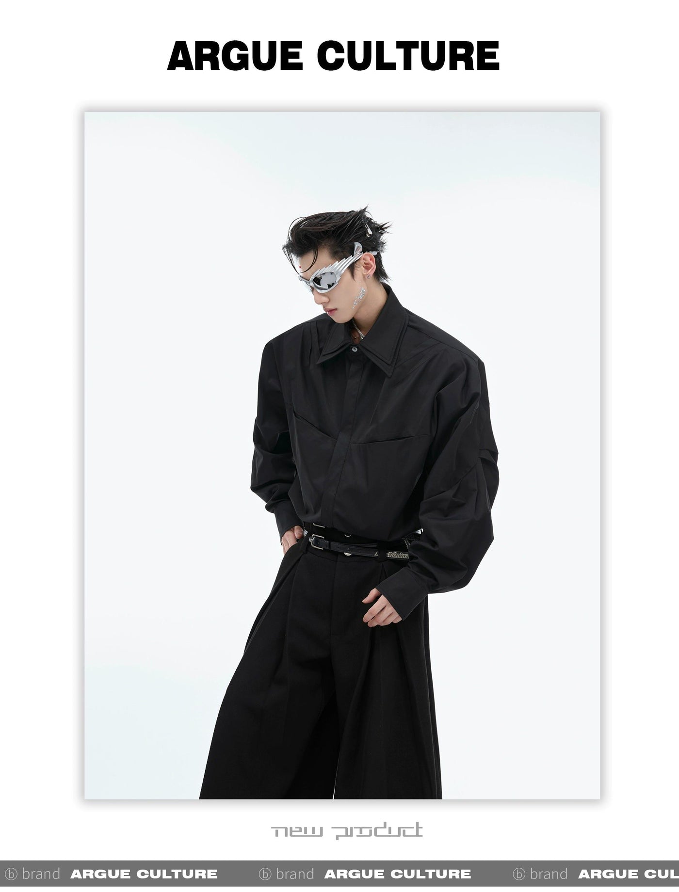Double Collar Pleated Shirt Korean Street Fashion Shirt By Argue Culture Shop Online at OH Vault