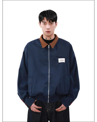 Collared Plaid Reversible Jacket Korean Street Fashion Jacket By Mr Nearly Shop Online at OH Vault