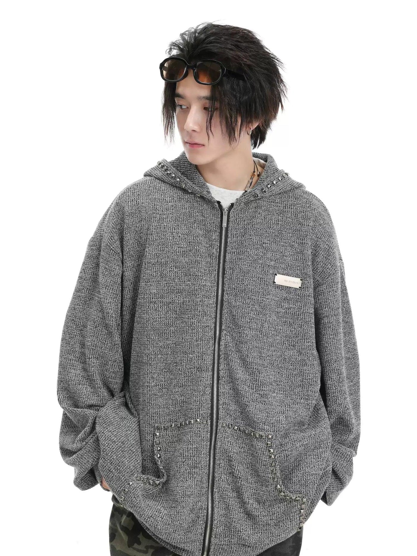 Textured Oversized Fit Hooded Jacket Korean Street Fashion Jacket By INS Korea Shop Online at OH Vault
