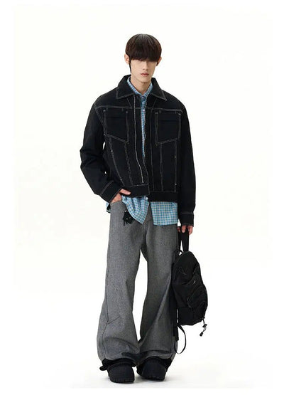 Stitched Outline Tailored Lapel Jacket Korean Street Fashion Jacket By A PUEE Shop Online at OH Vault