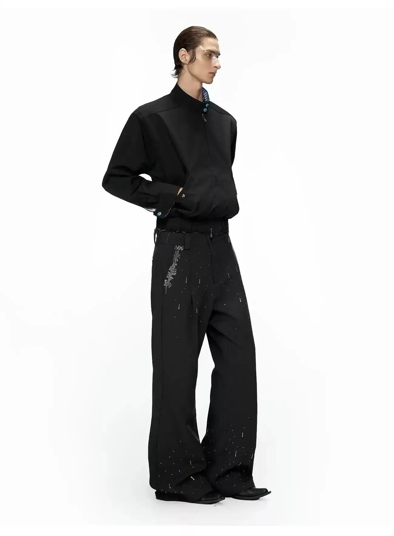 Rhinestone Detail Flared Pants Korean Street Fashion Pants By Argue Culture Shop Online at OH Vault