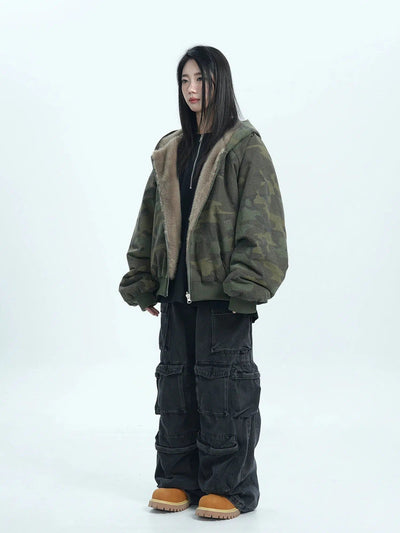 Plain & Camo Fleece Lined Hooded Jacket Korean Street Fashion Jacket By Jump Next Shop Online at OH Vault