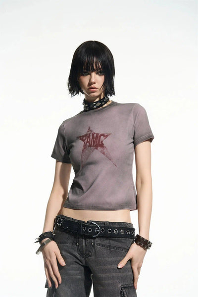 Slim Fit Grunge Star T-Shirt Korean Street Fashion T-Shirt By Team Geek Shop Online at OH Vault