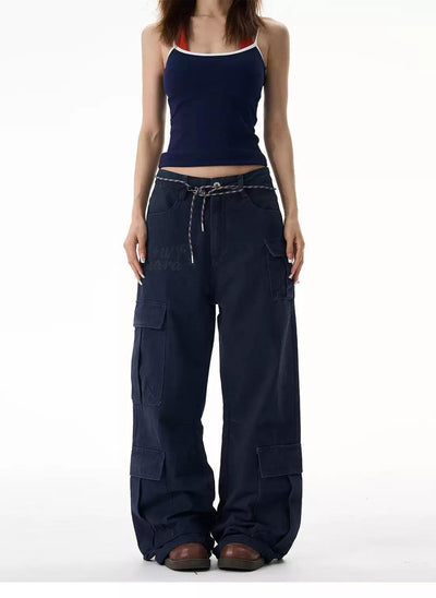 Flap Pockets Versatile Cargo Pants Korean Street Fashion Pants By 77Flight Shop Online at OH Vault