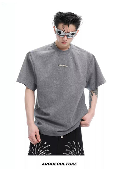 Cursive Metal Logo T-Shirt Korean Street Fashion T-Shirt By Argue Culture Shop Online at OH Vault