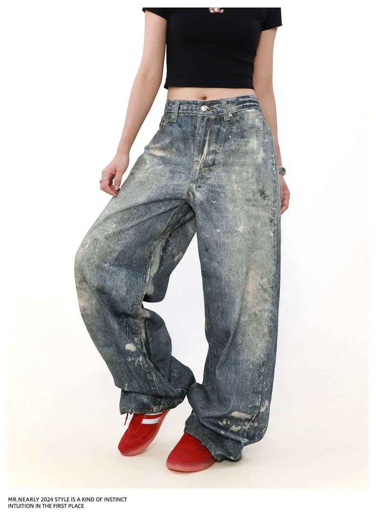 Faded Ink-Splash Jeans Korean Street Fashion Jeans By Mr Nearly Shop Online at OH Vault