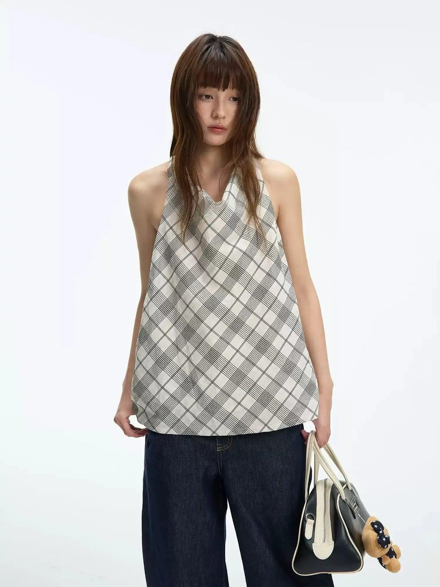 Checkered Halterneck Vest Korean Street Fashion Vest By Jump Next Shop Online at OH Vault