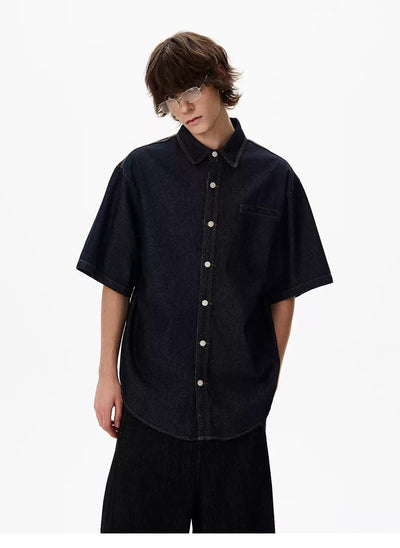 Clean Fit Denim Shirt Korean Street Fashion Shirt By 77Flight Shop Online at OH Vault