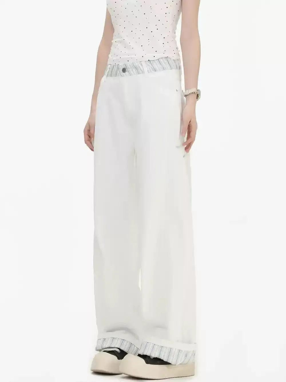 Spliced Straight Cut Jeans Korean Street Fashion Jeans By INS Korea Shop Online at OH Vault