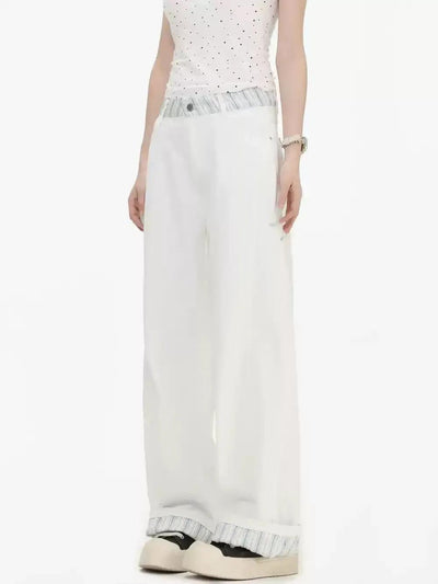 Spliced Straight Cut Jeans Korean Street Fashion Jeans By INS Korea Shop Online at OH Vault