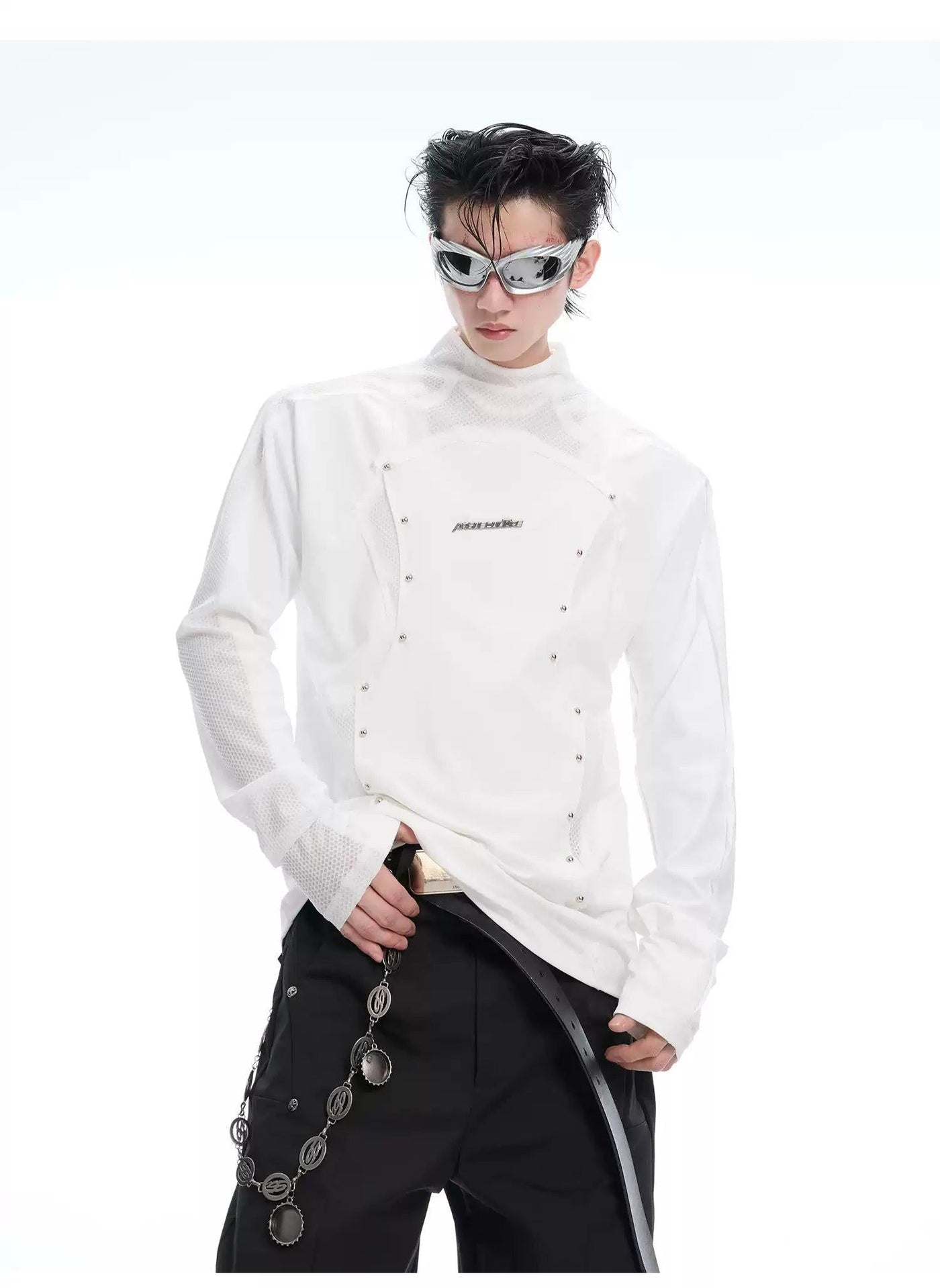 Slim Fit Thin Mesh Layers Mockneck Korean Street Fashion Mockneck By Argue Culture Shop Online at OH Vault