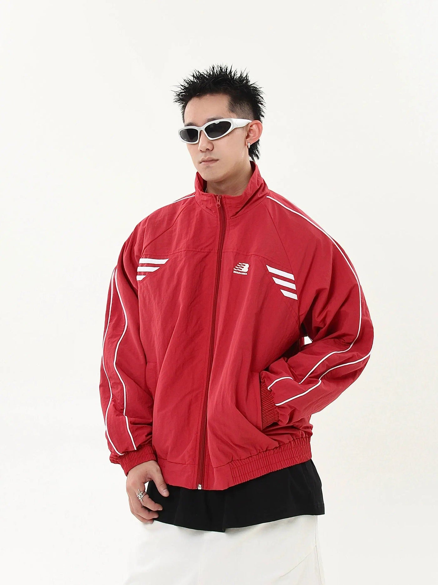 Three-Bar Contrast Sports Jacket Korean Street Fashion Jacket By Blacklists Shop Online at OH Vault