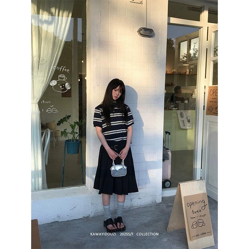 Wide Striped S/S Polo Korean Street Fashion Polo By Jump Next Shop Online at OH Vault