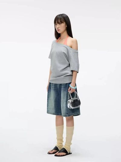 Off Shoulder Clean Fit T-Shirt Korean Street Fashion Blouse By Jump Next Shop Online at OH Vault