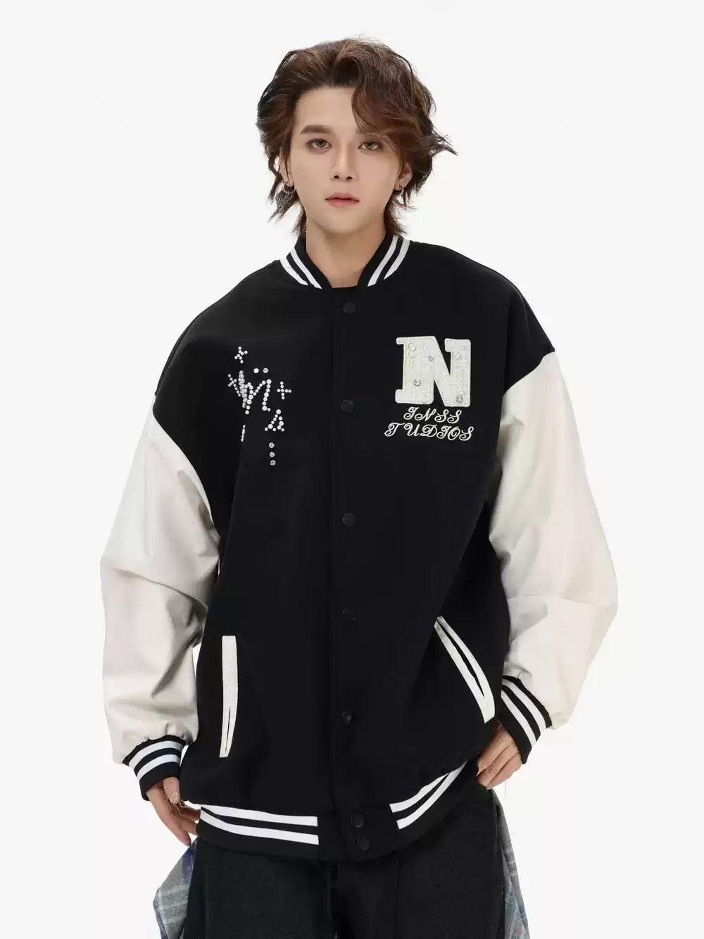 Snap Buttons Varsity Jacket Korean Street Fashion Jacket By INS Korea Shop Online at OH Vault