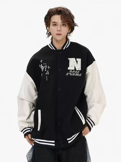 Snap Buttons Varsity Jacket Korean Street Fashion Jacket By INS Korea Shop Online at OH Vault