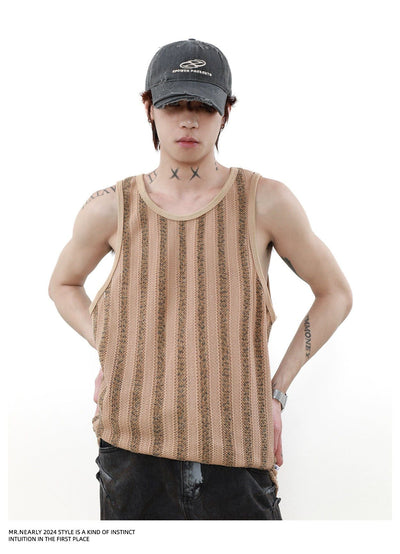 Vertical Stripes Knitted Tank Top Korean Street Fashion Tank Top By Mr Nearly Shop Online at OH Vault