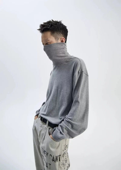 Plain Color Casual Fit Turtleneck Korean Street Fashion Turtleneck By Ash Dark Shop Online at OH Vault