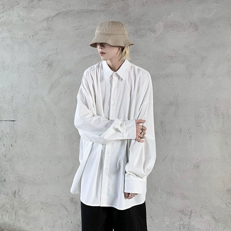 Drapey and Relaxed Flowy Shirt Korean Street Fashion Shirt By Ash Dark Shop Online at OH Vault