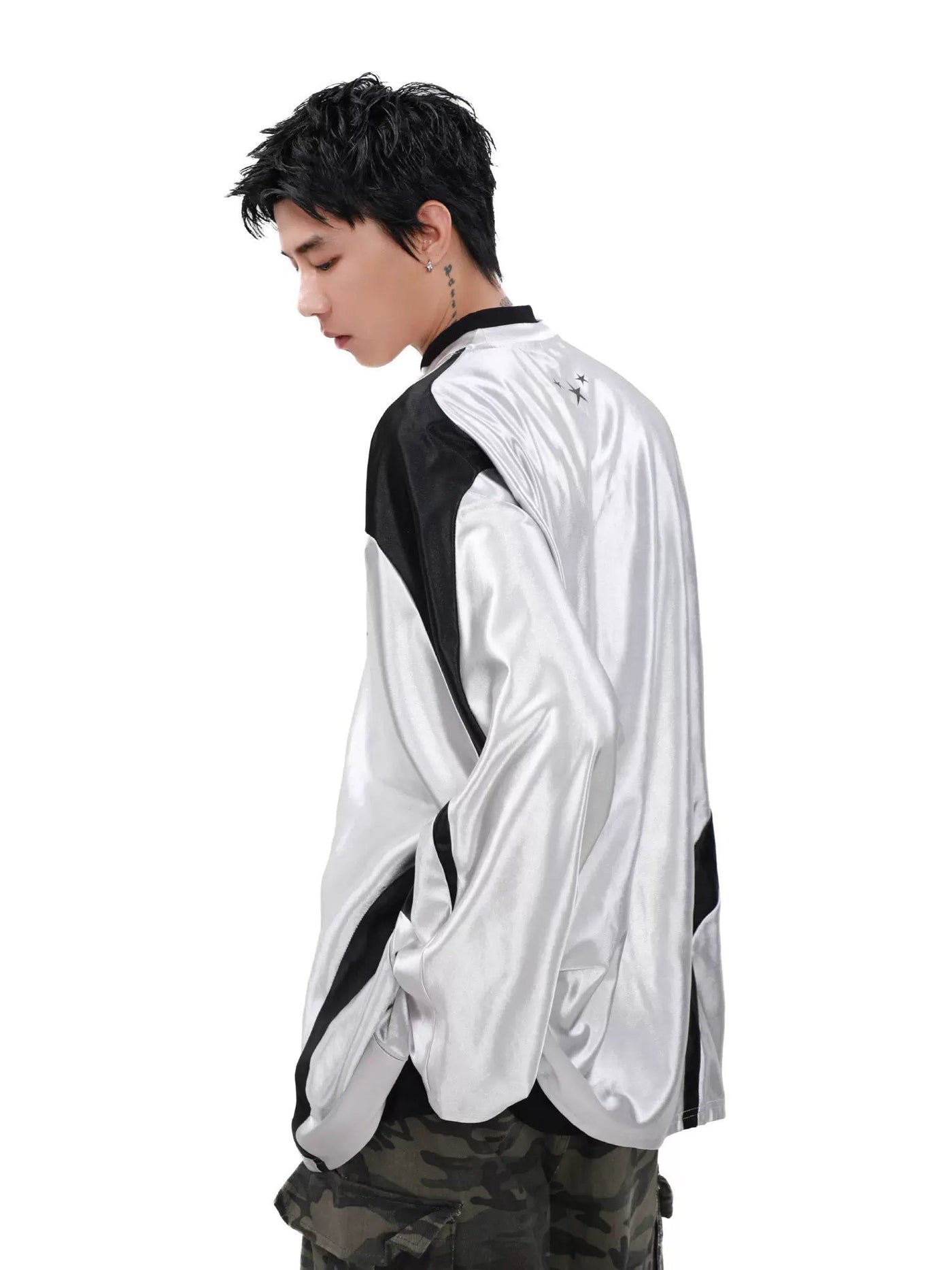 Shiny Flowy Long Sleeve T-Shirt Korean Street Fashion T-Shirt By Mr Nearly Shop Online at OH Vault