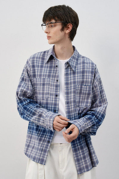 Tie-Dyed Checkered L/S Shirt Korean Street Fashion Shirt By MaxDstr Shop Online at OH Vault
