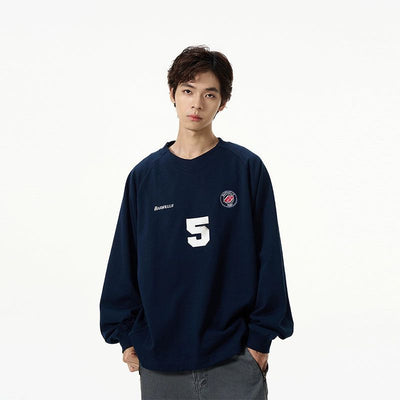 Number Print Comfty Crewneck Korean Street Fashion Crewneck By 77Flight Shop Online at OH Vault