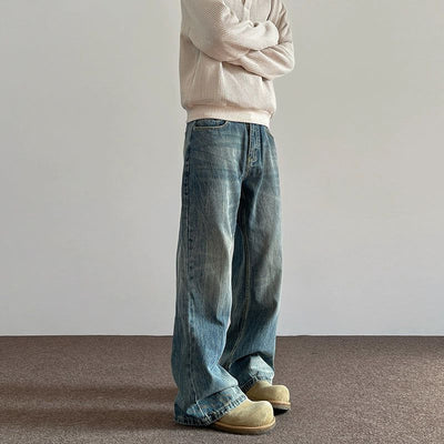 Smudged and Faded Regular Jeans Korean Street Fashion Jeans By A PUEE Shop Online at OH Vault