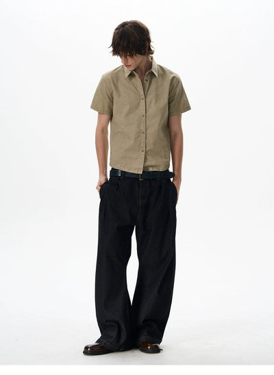 Washed Short Denim Shirt Korean Street Fashion Shirt By 77Flight Shop Online at OH Vault