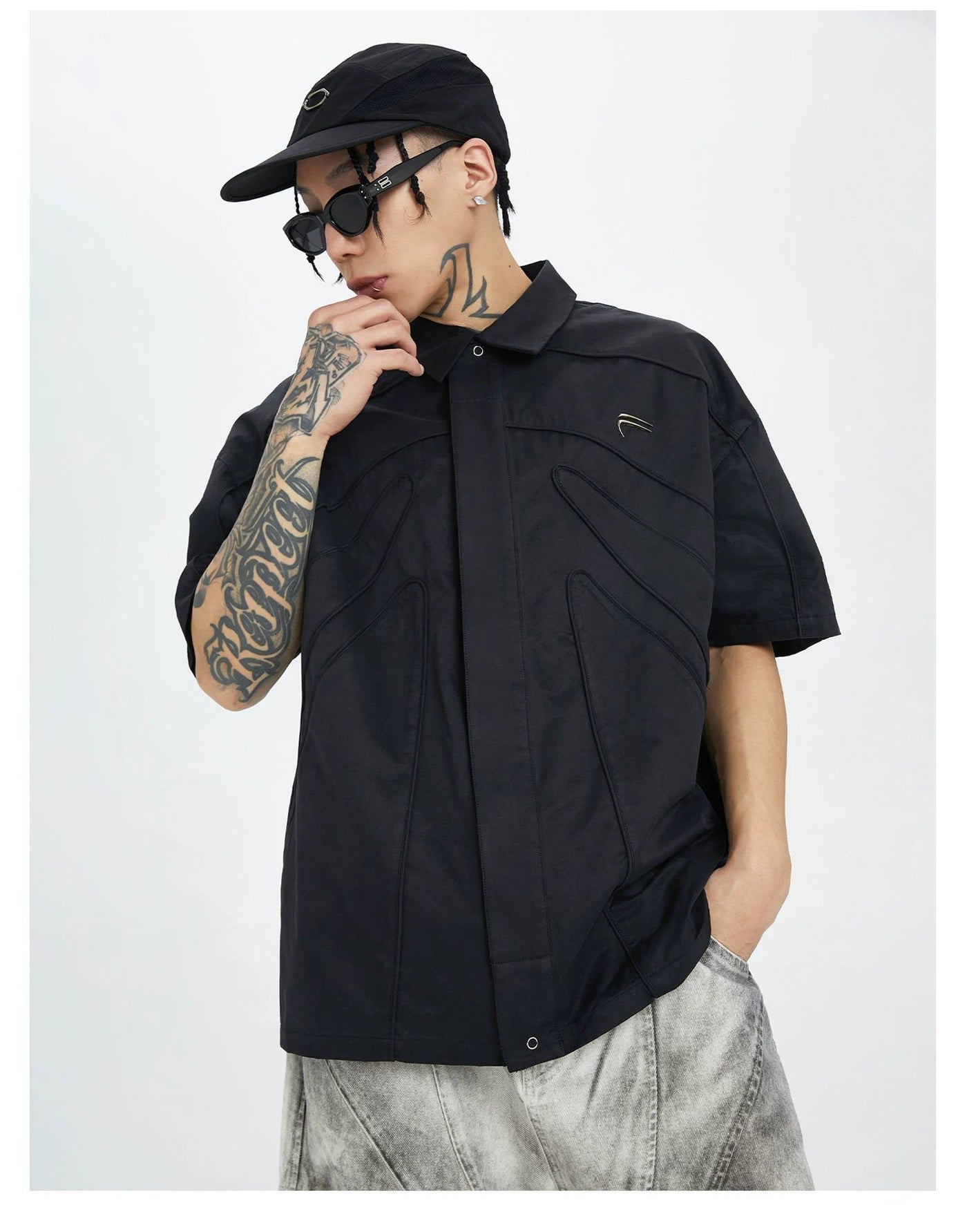 Lines Structured Detail Shirt Korean Street Fashion Shirt By Face2Face Shop Online at OH Vault
