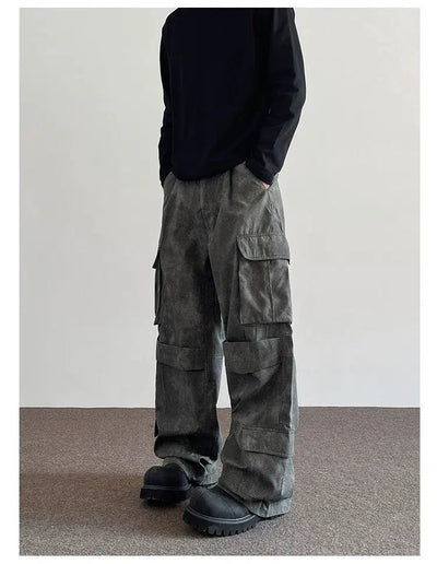 Multi-Pocket Straight Cargo Pants Korean Street Fashion Pants By A PUEE Shop Online at OH Vault