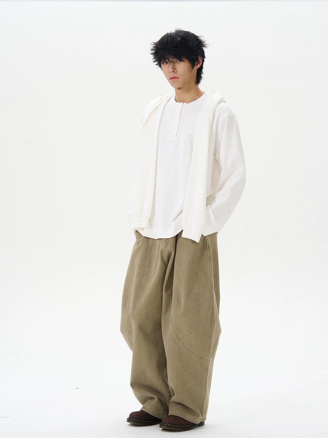 Curved Cut Loose Cargo Pants Korean Street Fashion Pants By 77Flight Shop Online at OH Vault