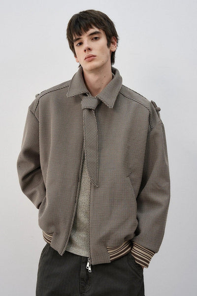 Multi-Detail Contrast Hem Houndstooth Jacket Korean Street Fashion Jacket By MaxDstr Shop Online at OH Vault
