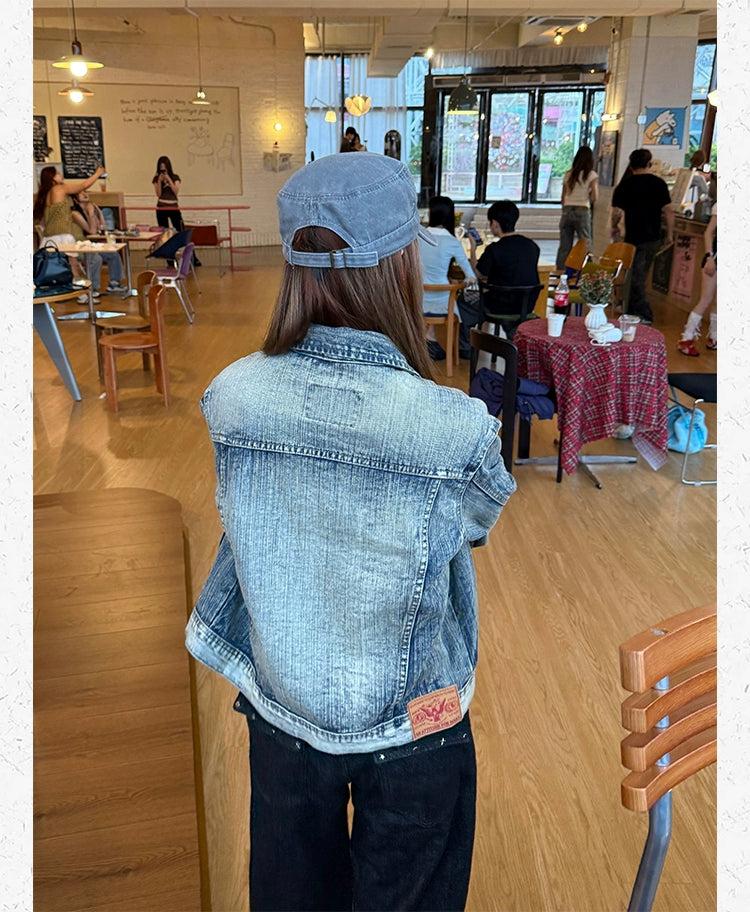 Faded and Buttoned Denim Jacket Korean Street Fashion Jacket By Made Extreme Shop Online at OH Vault