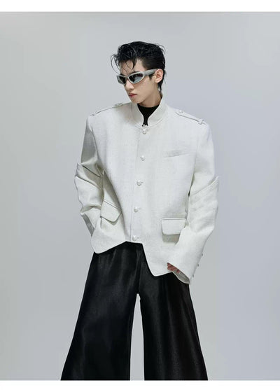 Textured Pearl Buttoned Blazer Korean Street Fashion Blazer By Argue Culture Shop Online at OH Vault