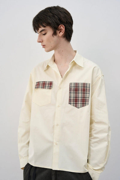 Plaid Spliced Buttoned Shirt Korean Street Fashion Shirt By MaxDstr Shop Online at OH Vault